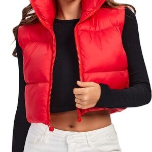 Women's Red Puffer Vest